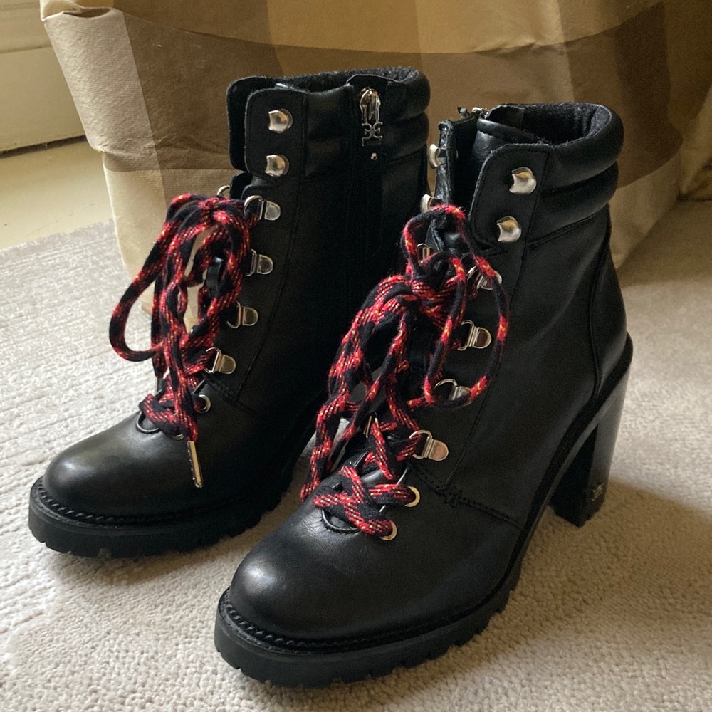 Sam Edelman Anthropologie  black lace up booties
